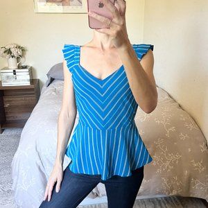 Monteau Striped Peplum Top | S